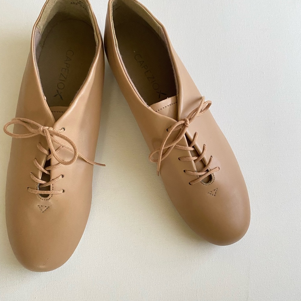 Capezio Women's Beige Lace-Up  Tan Tap Shoes
